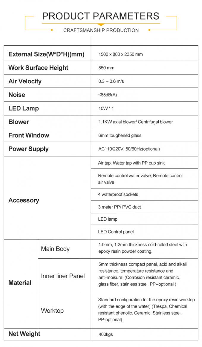 Cappuccio di fumo di laboratorio con filtro di carbonio attivo in vendita con caratteristiche personalizzate 1