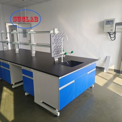 Buon prezzo Fornitori di banchi da laboratorio di chimica con dimensioni personalizzabili L*1500/750 mm x L*800/850 mm H, forma rettangolare per attrezzature da laboratorio durevoli in linea