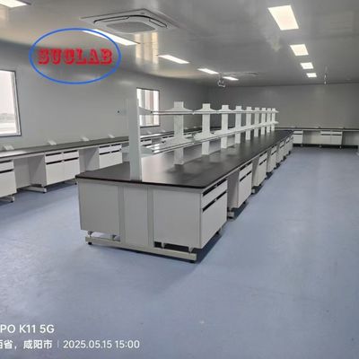 Buon prezzo Produttori di banchi da laboratorio di chimica gialli per dimensioni personalizzabili L*1500/750 L *800 /850mm H e prestazioni di laboratorio in linea