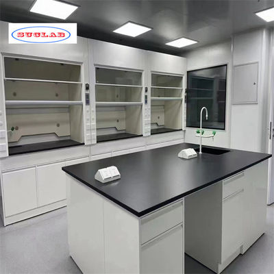 Buon prezzo Banchetto di laboratorio di chimica blu con 2 armadi e 2 fori per esperimenti di laboratorio in linea