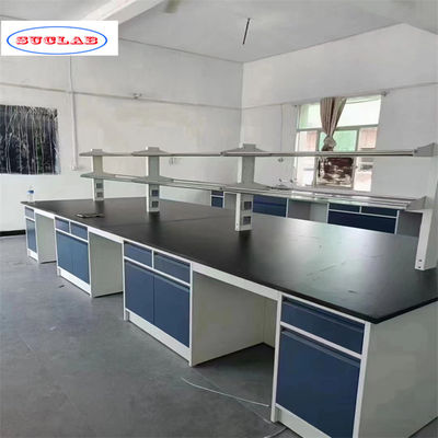 Buon prezzo banco di laboratorio di chimica con colore blu e numero di armadi come disegno in linea