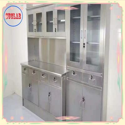 Buon prezzo In acciaio inossidabile argento banco di laboratorio mobili da laboratorio con numero di porte come disegno in linea