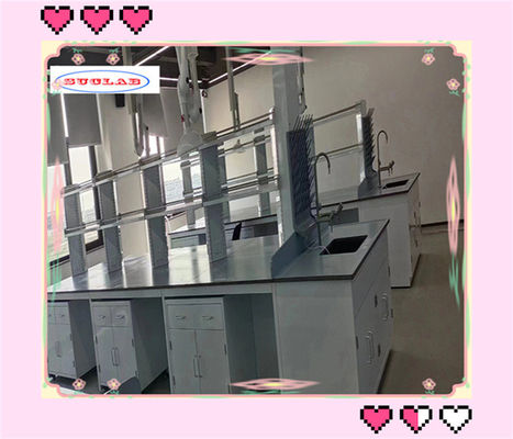 Buon prezzo Banco di laboratorio di chimica regolabile a 150 cm di profondità con banco in acciaio inossidabile Maniglia lineare non saldata in linea