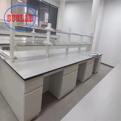 Buon prezzo Banchetto giallo di laboratorio di chimica con maniglia di alluminio e scaffali per reagenti in linea