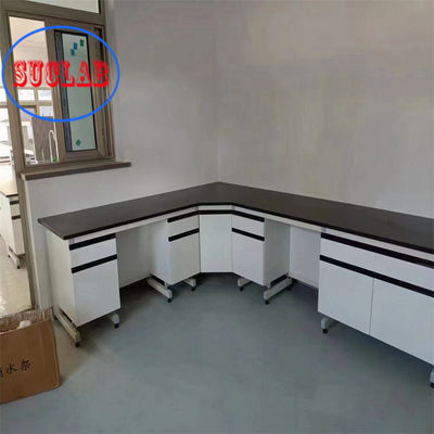 Buon prezzo 1500*750*900MM Laboratorio di chimica del metallo di legno banco di lavoro gambe regolabili in altezza in linea