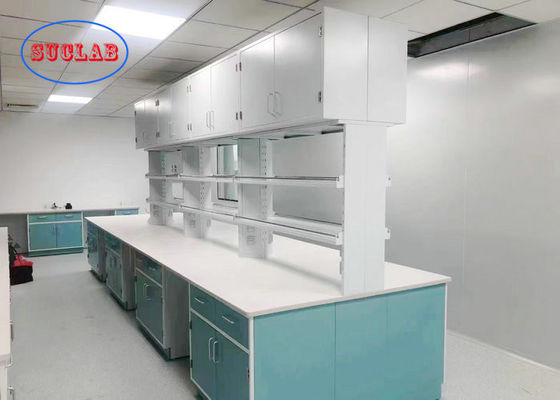Buon prezzo Banch di laboratorio verde scuro con bancone di ceramica bianca nell'Istituto di ricerca in linea
