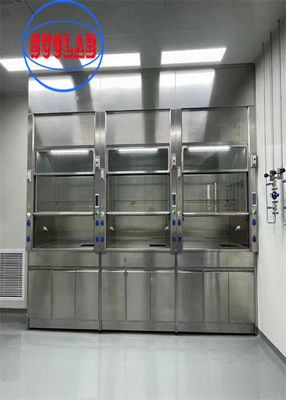 Buon prezzo Efficienza della ventilazione Laboratorio a condotti Cappuccio di fumo con sistema di sicurezza automatizzato e luce LED in linea