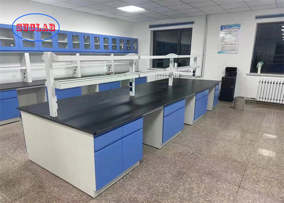 Buon prezzo Banchi di laboratorio di chimica nera Arredamento di laboratorio Indonesia Con scaffalature per reagenti e telaio in acciaio laminato a freddo da 40*60*100 mm in linea