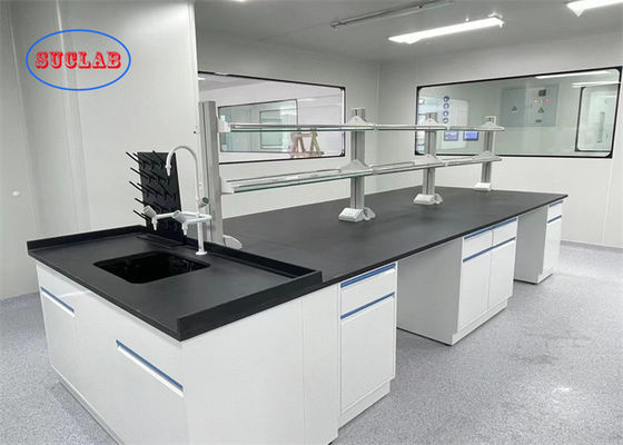 Buon prezzo Laboratorio di chimica multifunzionale banco di laboratorio Casework Vietnam con top fenolici Rubinetto in ottone e DTC Hinge tampone in linea