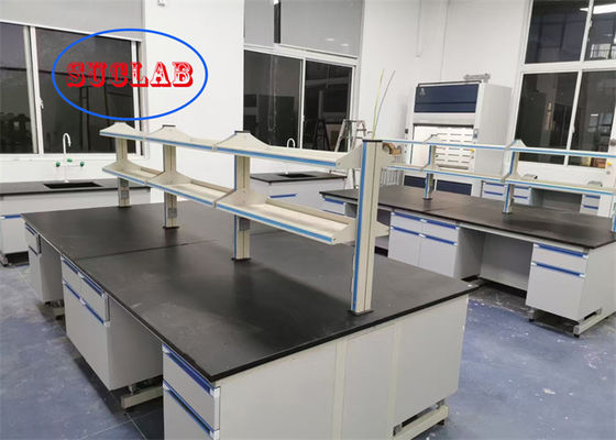 Buon prezzo Laboratorio di Chimica Banchetto di lavoro di laboratorio Stazione di lavoro con laminato resistente ai prodotti chimici e telaio in acciaio resistente al fuoco in linea