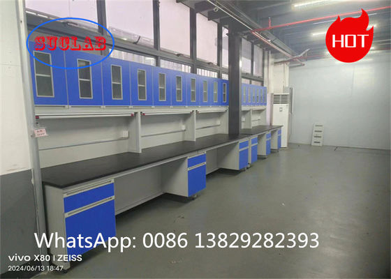 Buon prezzo Eccellente telaio C Laboratorio di Chimica Banchi di lavoro di laboratorio Banchi di lavoro con laminato resistente a sostanze chimiche e armadi multipli in linea