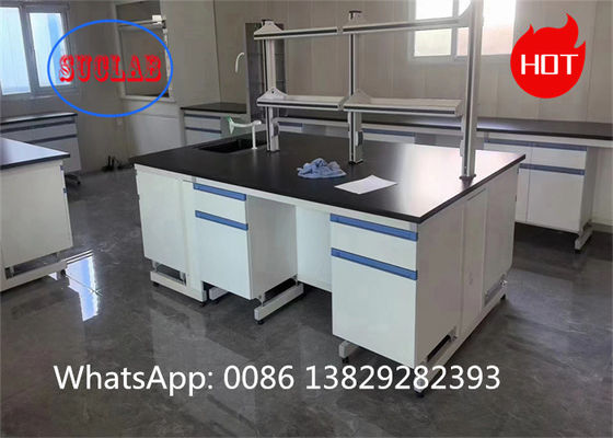 Buon prezzo Banchi di laboratorio di chimica resistenti al fuoco Banchi di laboratorio con laminato resistente alle sostanze chimiche e armadi multipli in linea