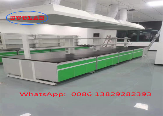 Buon prezzo Laboratorio di chimica resistente a sostanze chimiche banco di lavoro di laboratorio bancone di lavoro per laboratorio di chimica scolastica con armadi multipli in linea