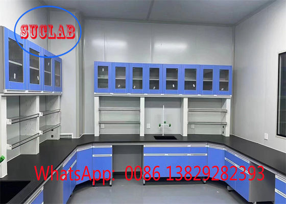 Buon prezzo Banchi di lavoro di laboratorio in legno di acciaio di prim'ordine con superficie di lavoro laminata resistente alle sostanze chimiche in linea
